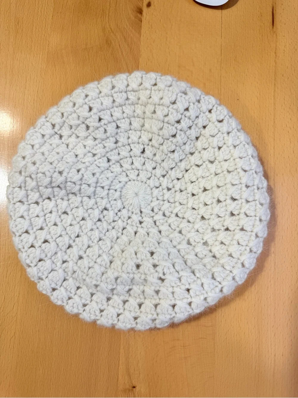 Accessorize wool angora rabbit hair blend Cream Crochet Knit Beret OS